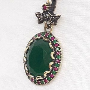 New Genuine 11.60ctw Ruby, Emeralds & Sapphire Pendant .925 Sterling Silver!
